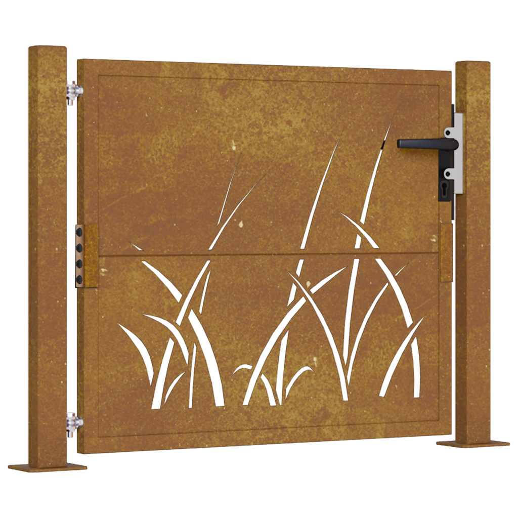 Puutarhaportti 100X75 Cm Corten-Teräs Ruohokuvio