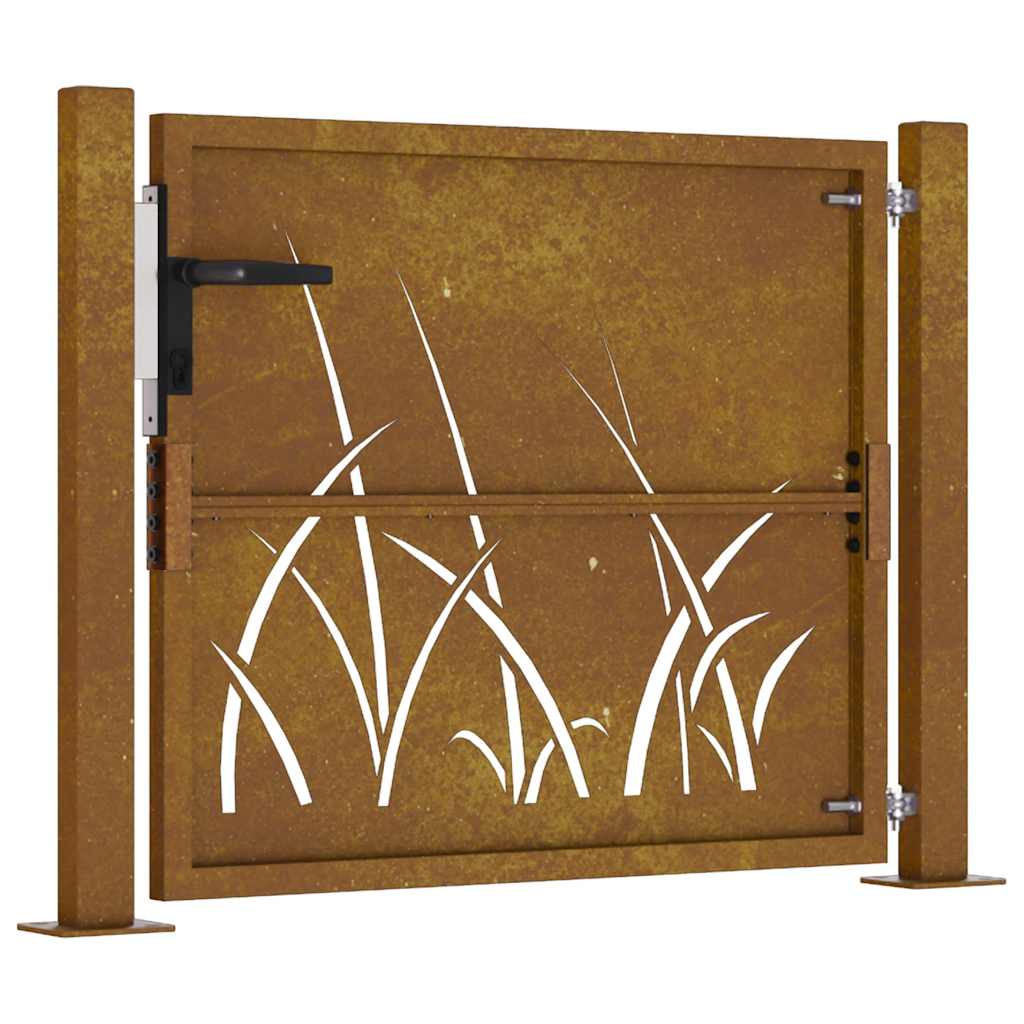 Puutarhaportti 100X75 Cm Corten-Teräs Ruohokuvio