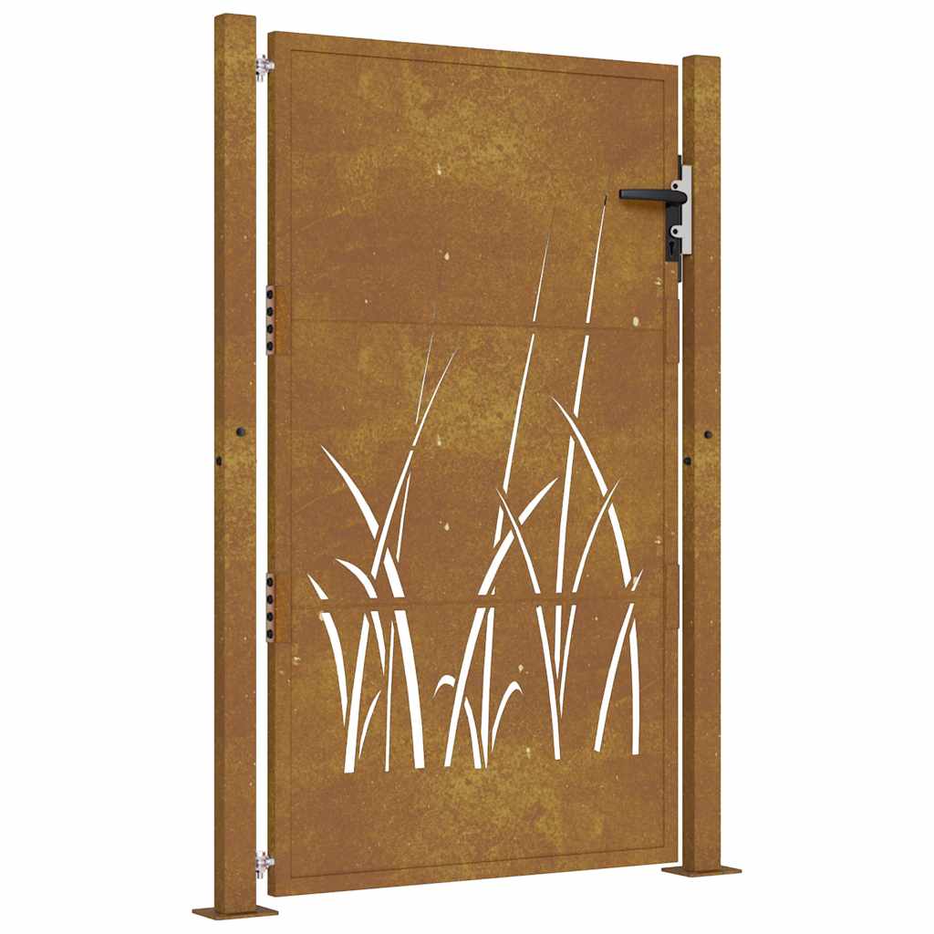 Puutarhaportti 100X125 Cm Corten-Teräs Ruohokuvio