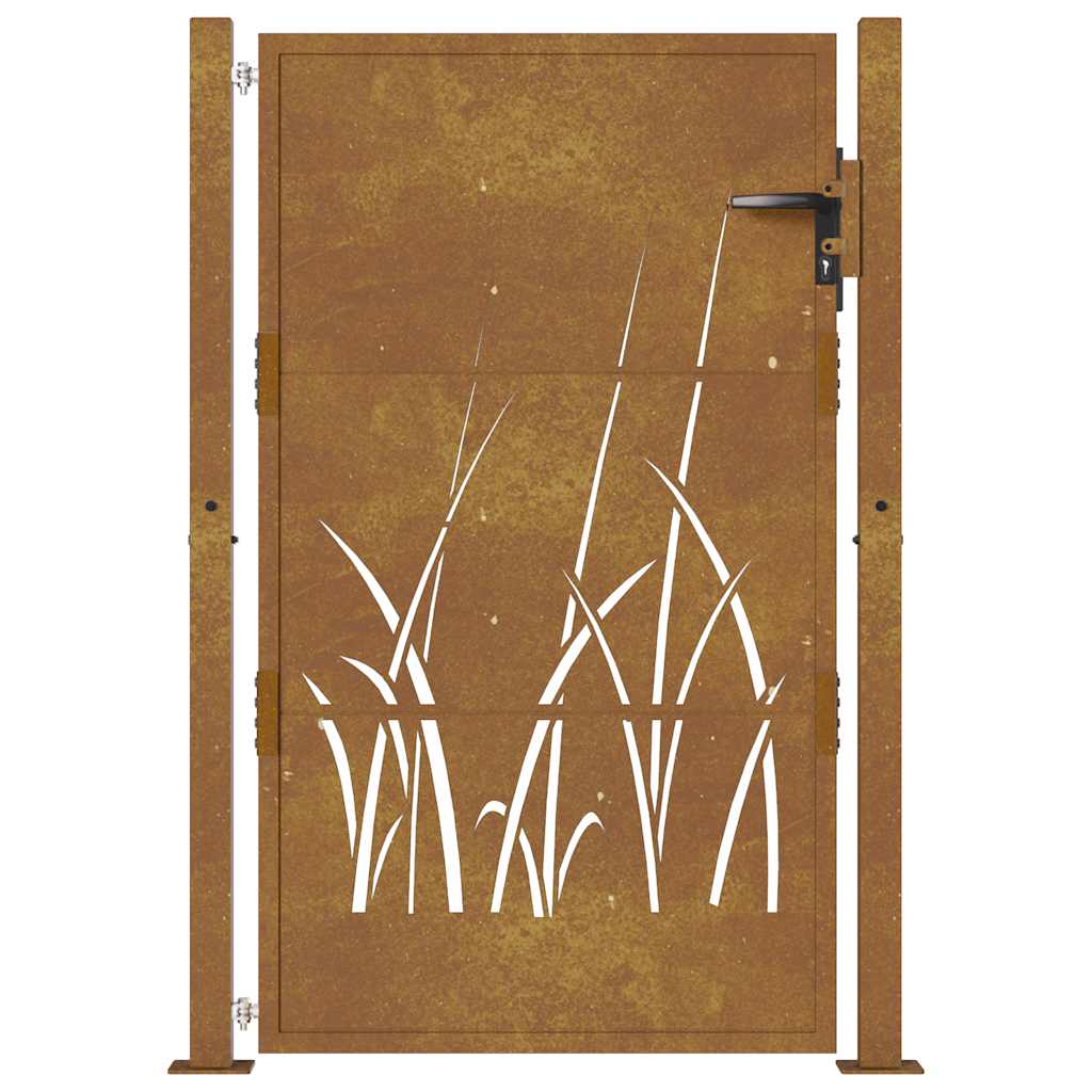 Puutarhaportti 100X150 Cm Corten-Teräs Ruohokuvio