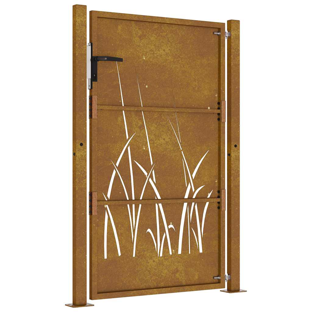 Puutarhaportti 100X150 Cm Corten-Teräs Ruohokuvio