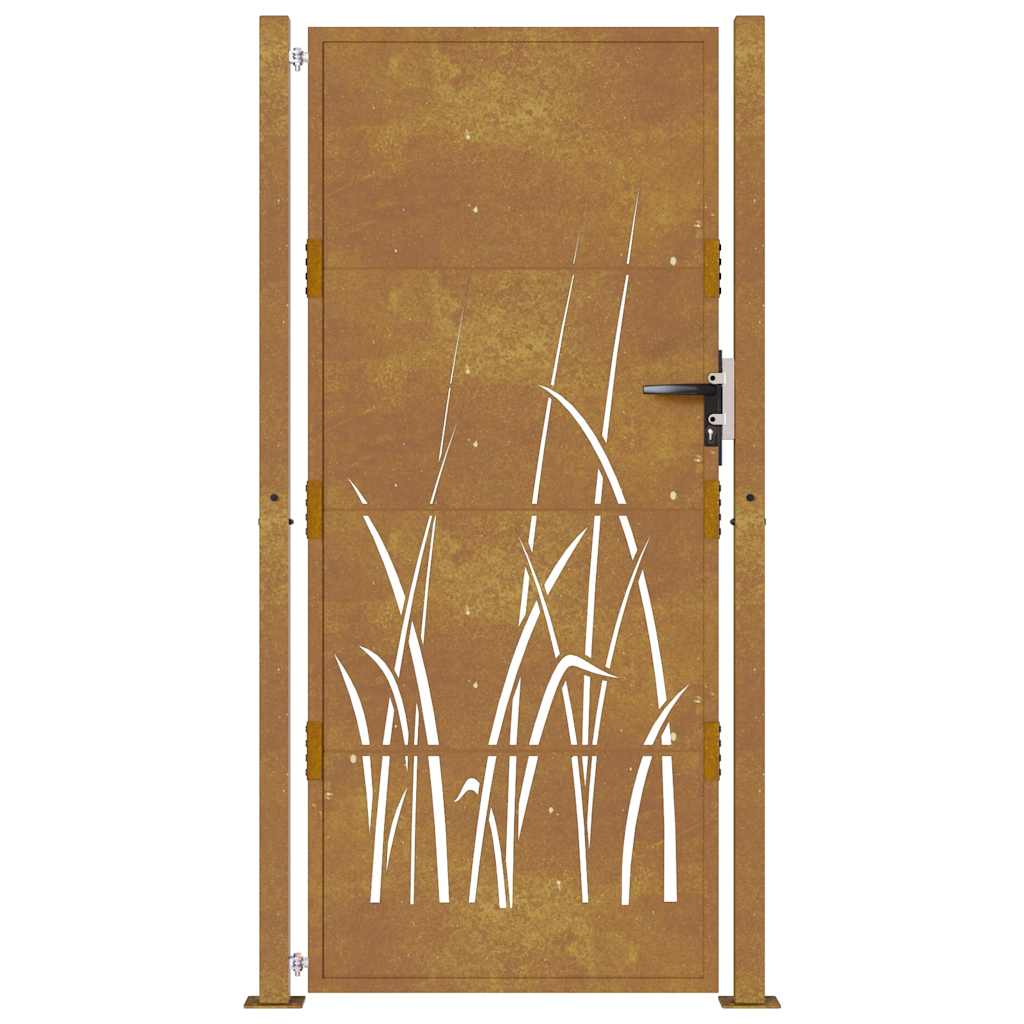 Puutarhaportti 100X200 Cm Corten-Teräs Ruohokuvio