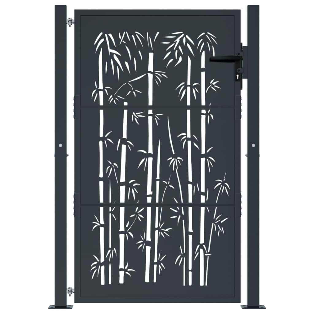 Puutarhan Portti Antrasiitti 100X150 Cm Teräs Bambukuvio