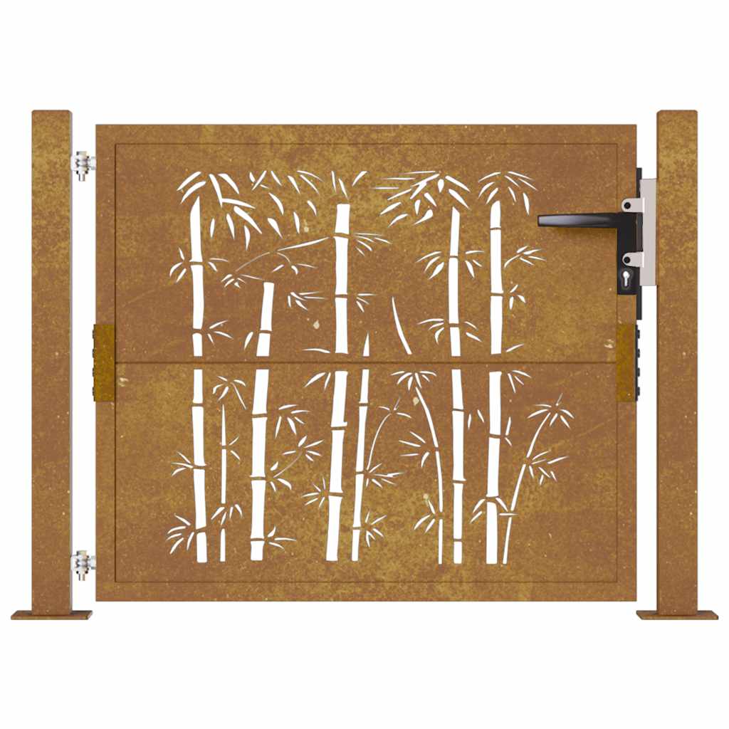 Puutarhaportti 100X75 Cm Corten-Teräs Bambukuvio