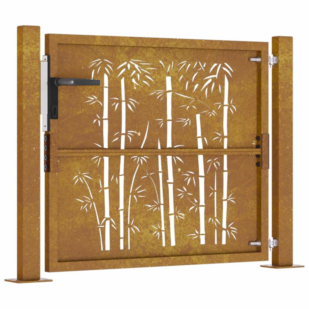 Puutarhaportti 100X75 Cm Corten-Teräs Bambukuvio