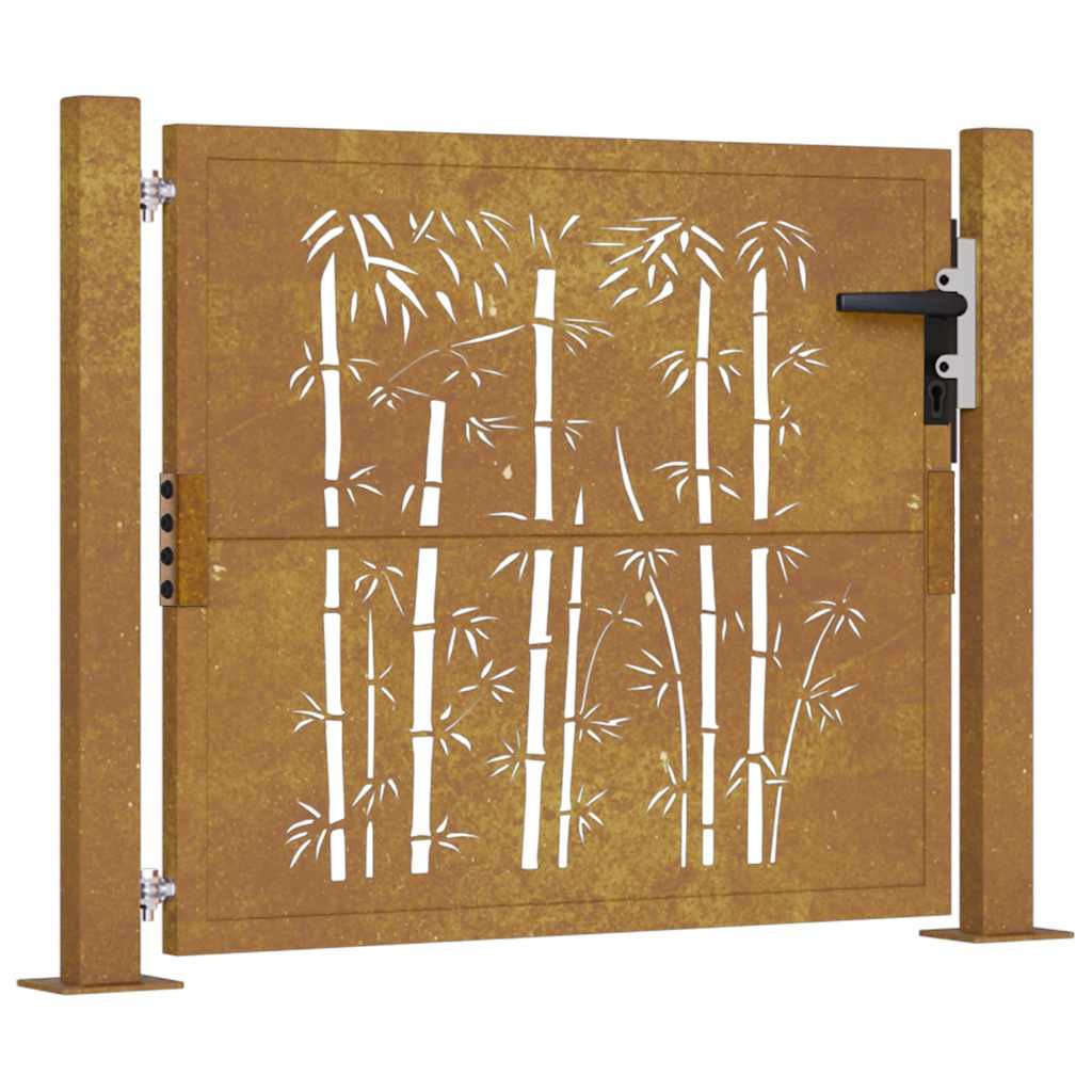 Puutarhaportti 100X100 Cm Corten-Teräs Bambukuvio