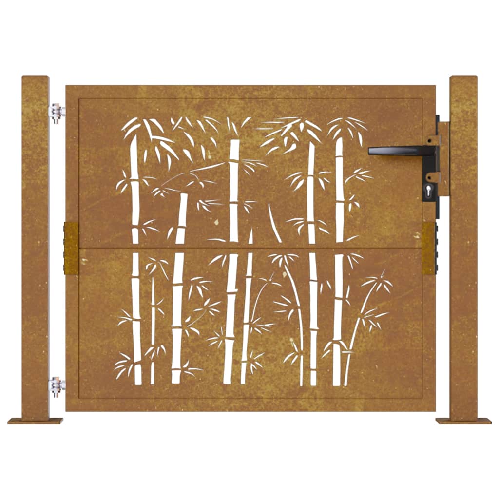 Puutarhaportti 100X100 Cm Corten-Teräs Bambukuvio