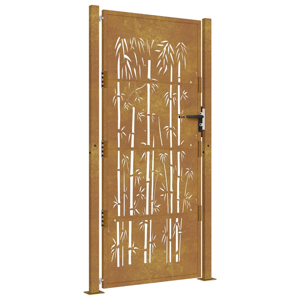 Puutarhaportti 100X200 Cm Corten-Teräs Bambukuvio