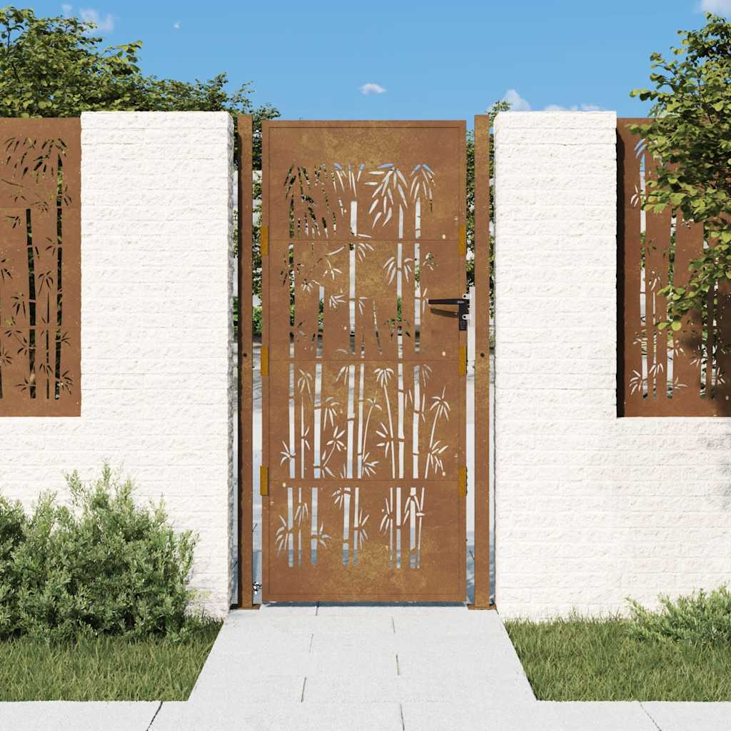 Puutarhaportti 100X200 Cm Corten-Teräs Bambukuvio