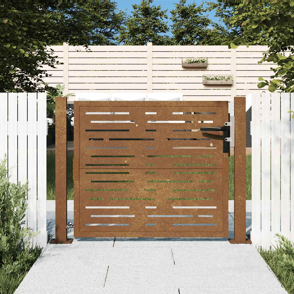 Puutarhaportti 100X75 Cm Corten-Teräs Neliönmuotoinen