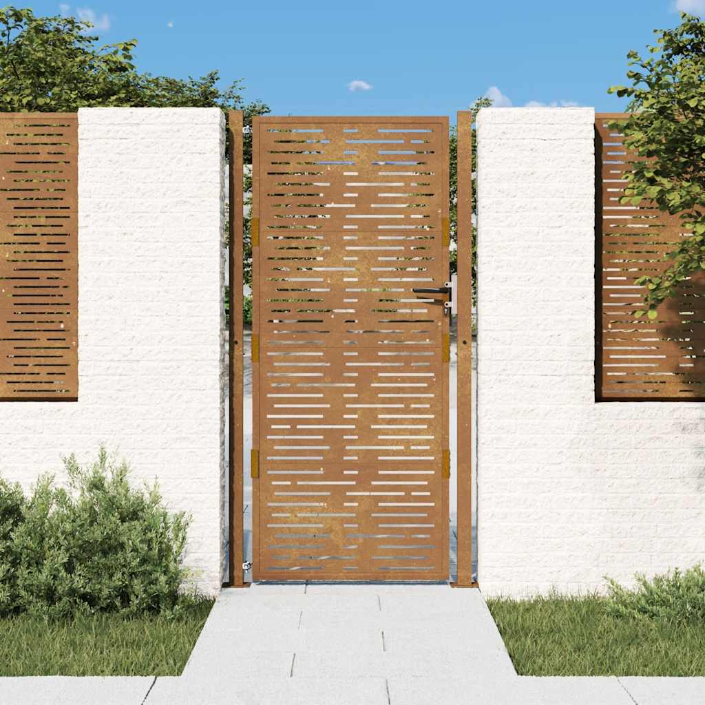 Puutarhaportti 100X175 Cm Corten-Teräs Neliönmuotoinen