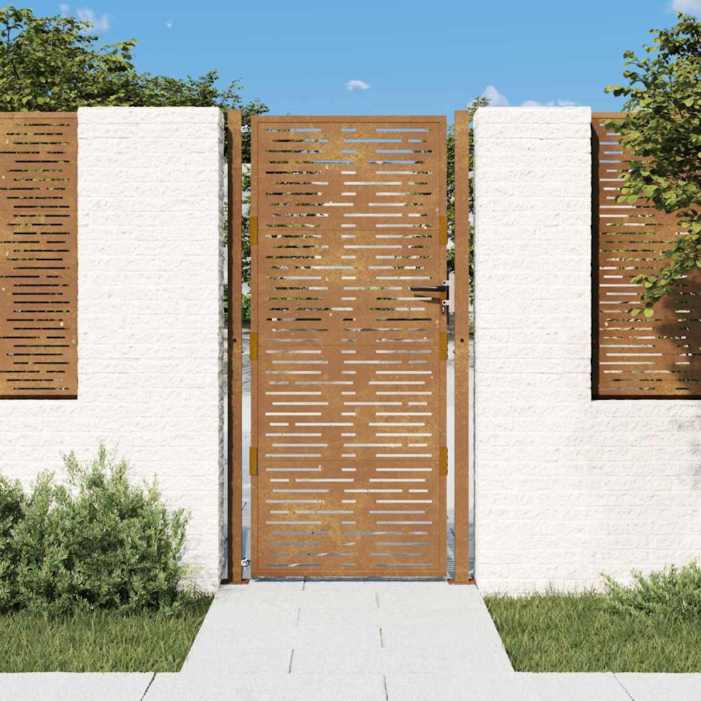 Puutarhaportti 100X200 Cm Corten-Teräs Neliönmuotoinen