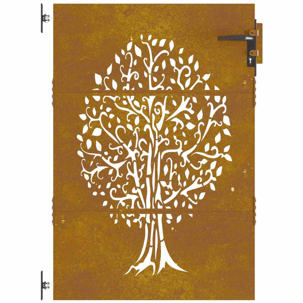 Puutarhaportti 85X125 Cm Corten-Teräs, Puukuvio