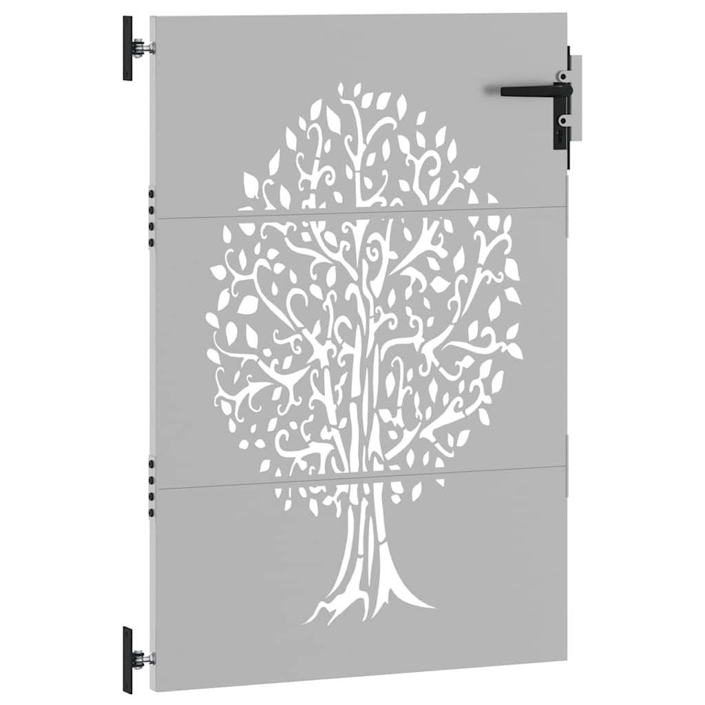 Puutarhaportti 85X125 Cm Corten-Teräs, Puukuvio