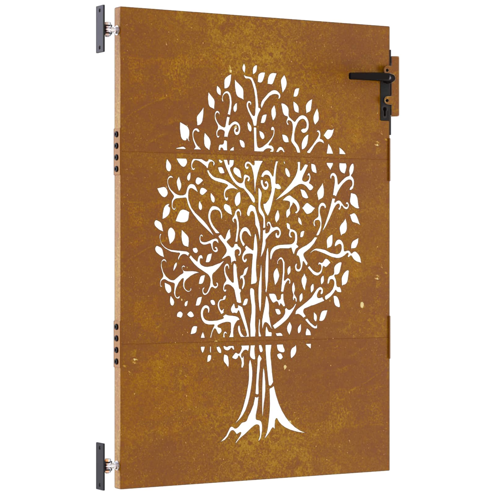 Puutarhaportti 85X150 Cm Corten-Teräs, Puukuvio