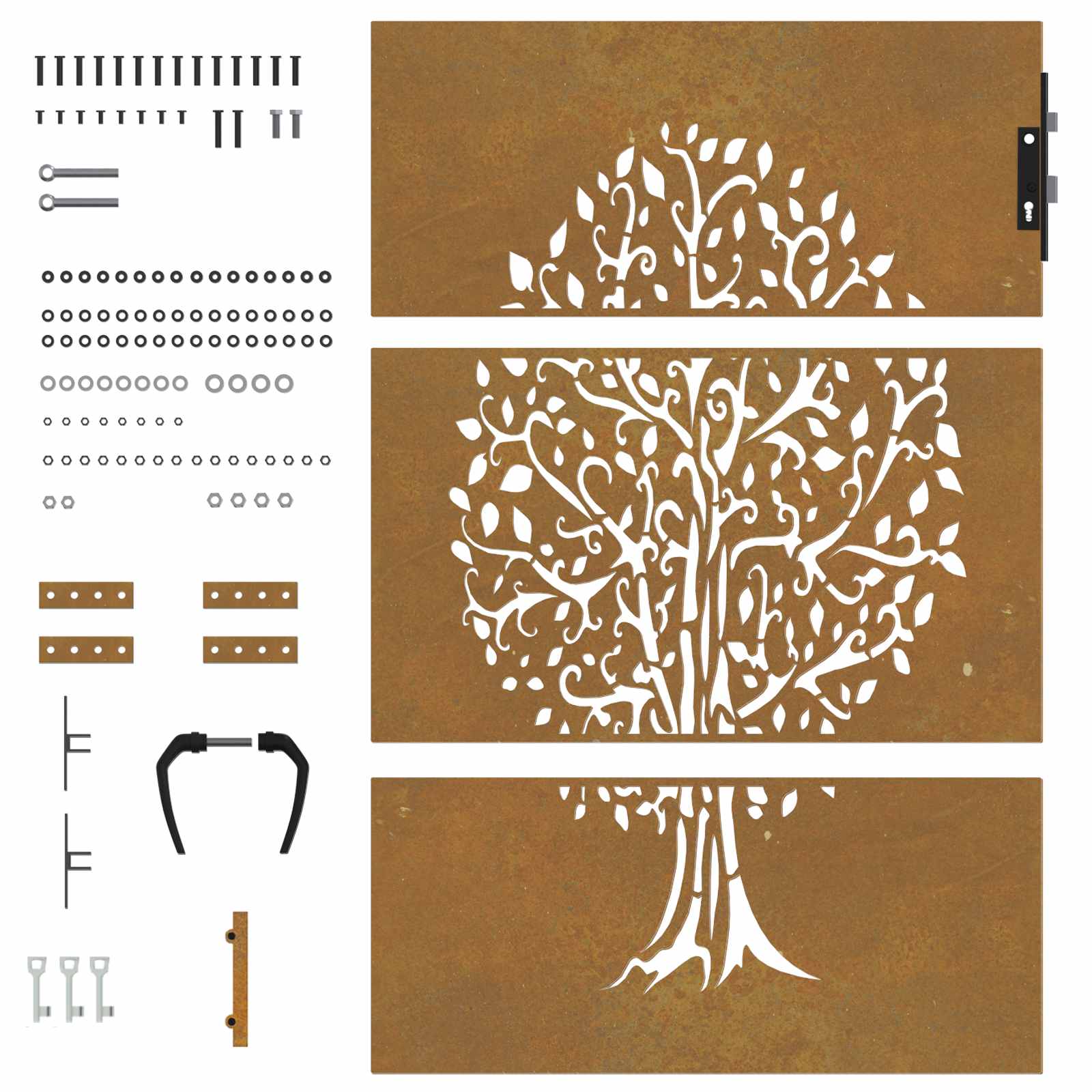 Puutarhaportti 85X150 Cm Corten-Teräs, Puukuvio