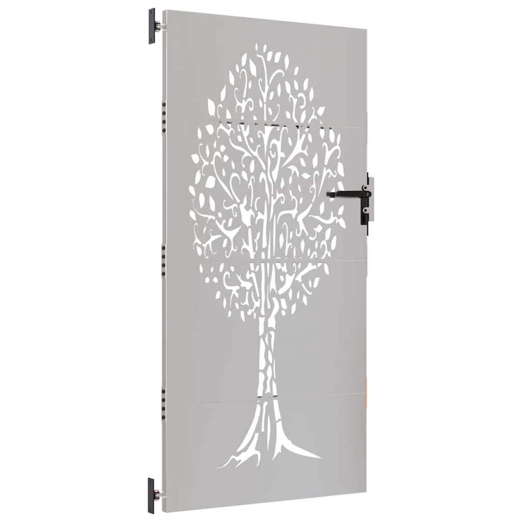 Puutarhaportti 85X175 Cm Corten-Teräs, Puukuvio