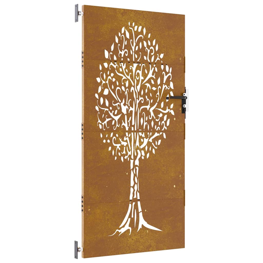 Puutarhaportti 85X200 Cm Corten-Teräs, Puukuvio