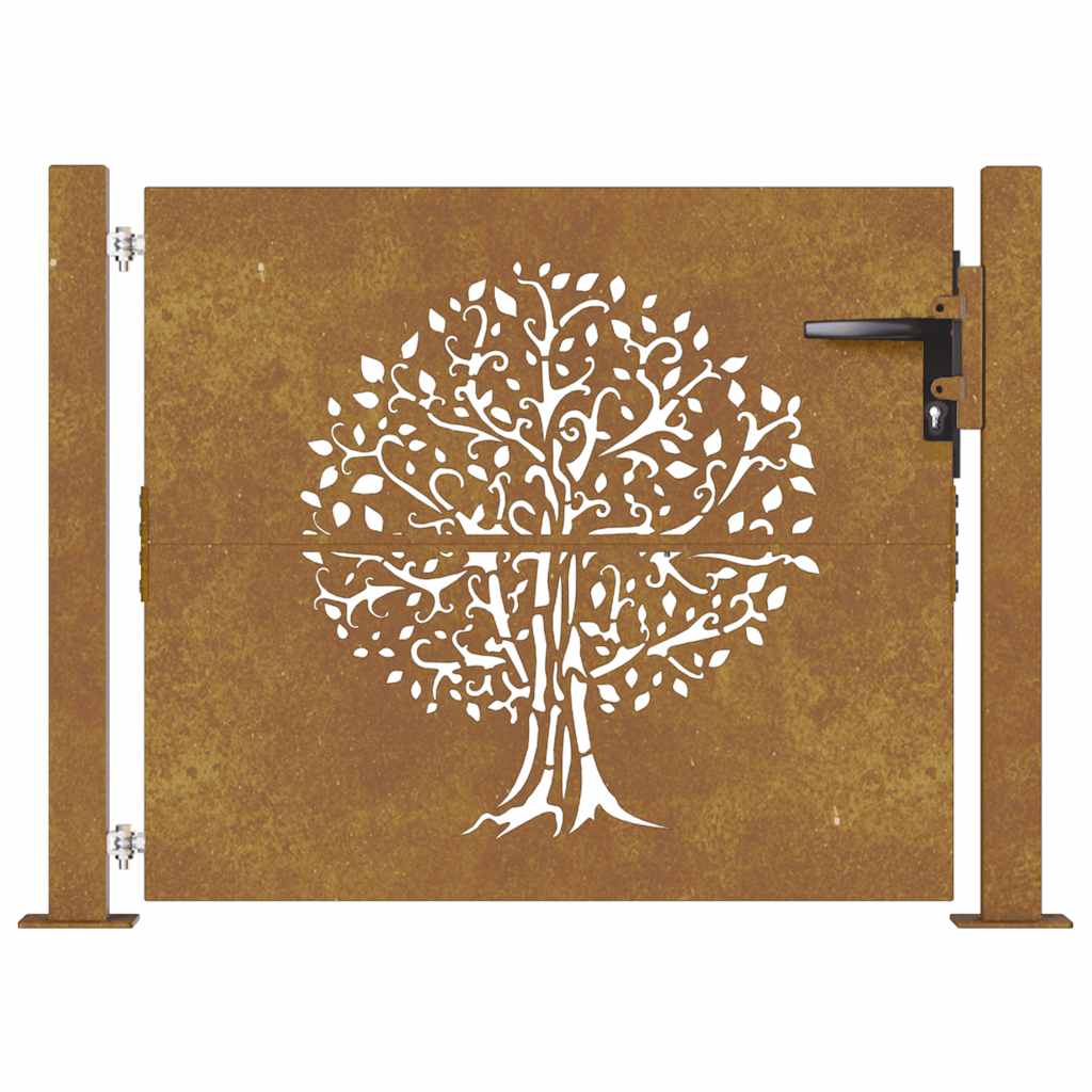 Puutarhaportti 100X75 Cm Corten-Teräs, Puukuvio