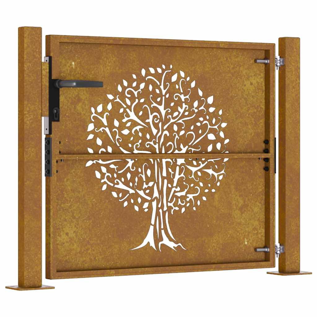 Puutarhaportti 100X75 Cm Corten-Teräs, Puukuvio