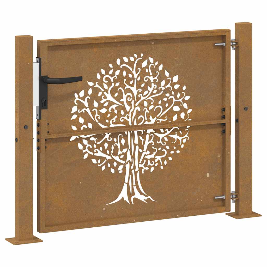 Puutarhaportti 100X100 Cm Corten-Teräs, Puukuvio