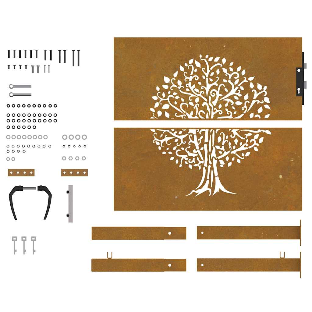 Puutarhaportti 100X100 Cm Corten-Teräs, Puukuvio