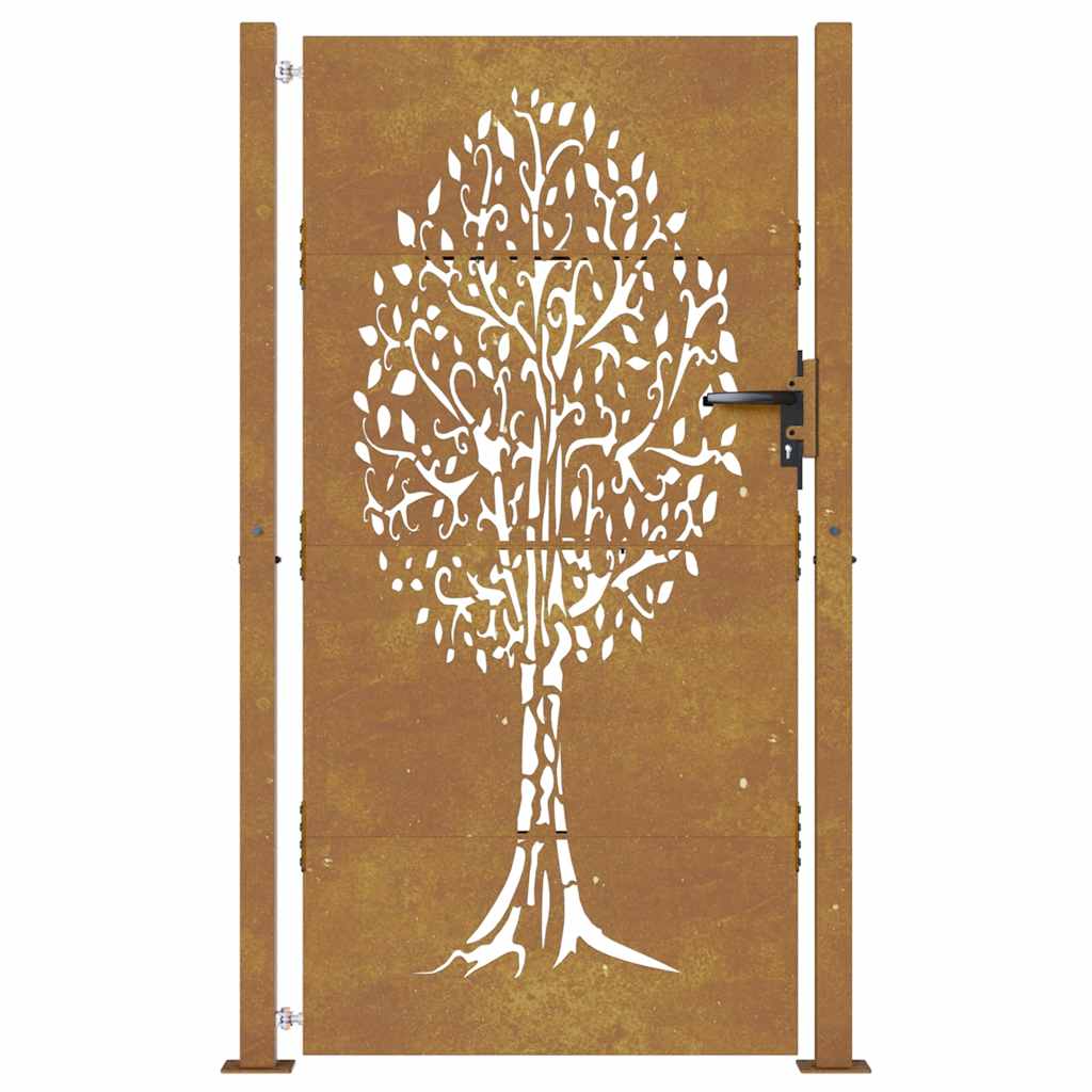 Puutarhaportti 100X175 Cm Corten-Teräs, Puukuvio