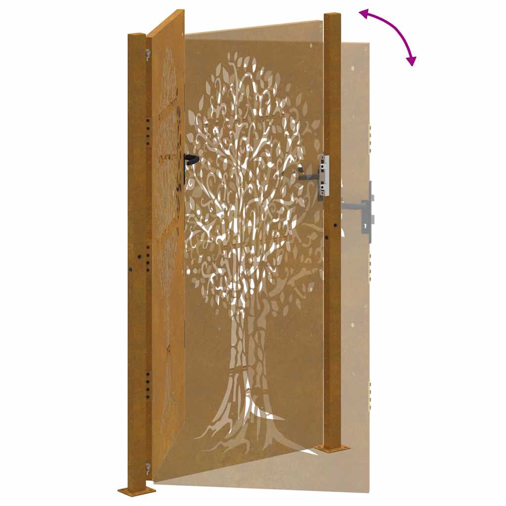 Puutarhaportti 100X175 Cm Corten-Teräs, Puukuvio