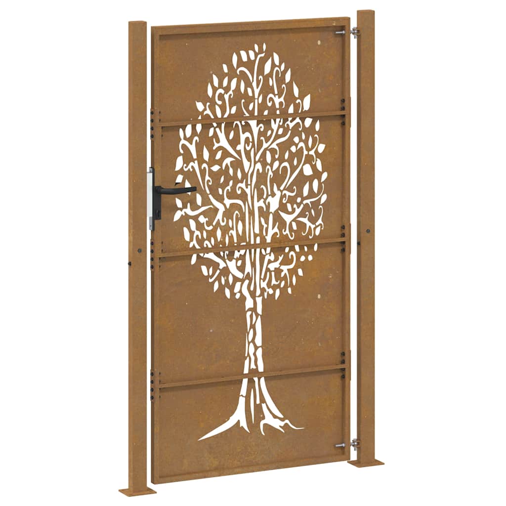 Puutarhaportti 100X200 Cm Corten-Teräs, Puukuvio