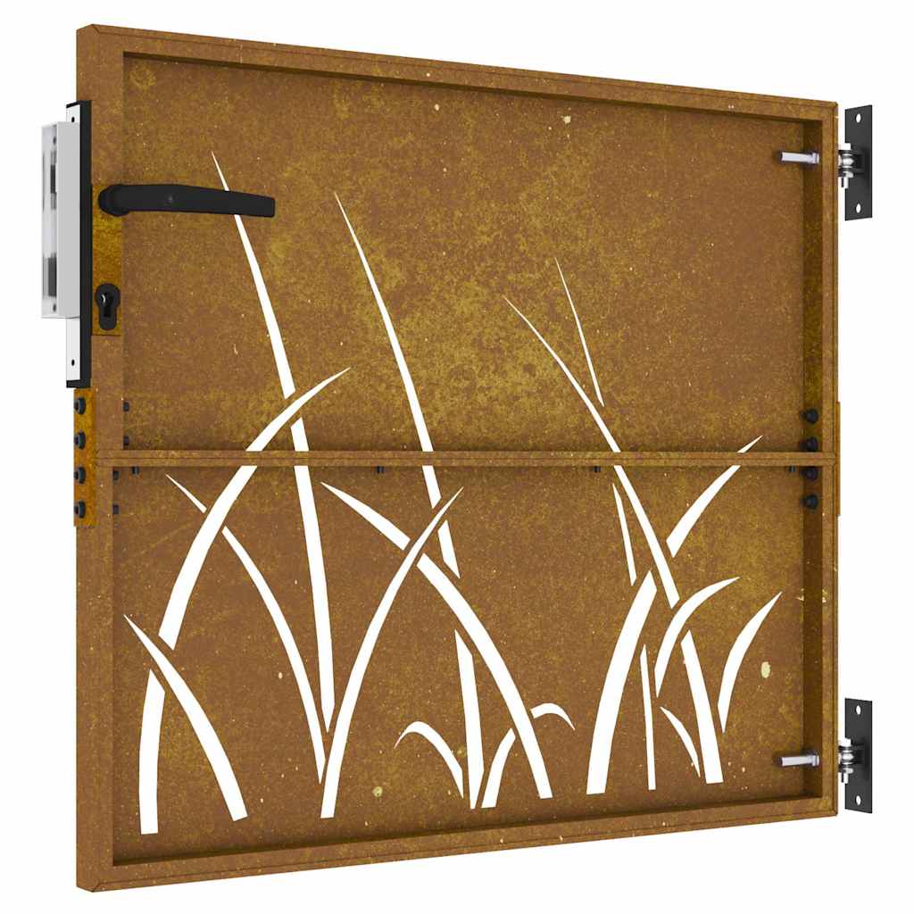 Puutarhaportti 85X75 Cm Corten-Teräs Ruohokuvio