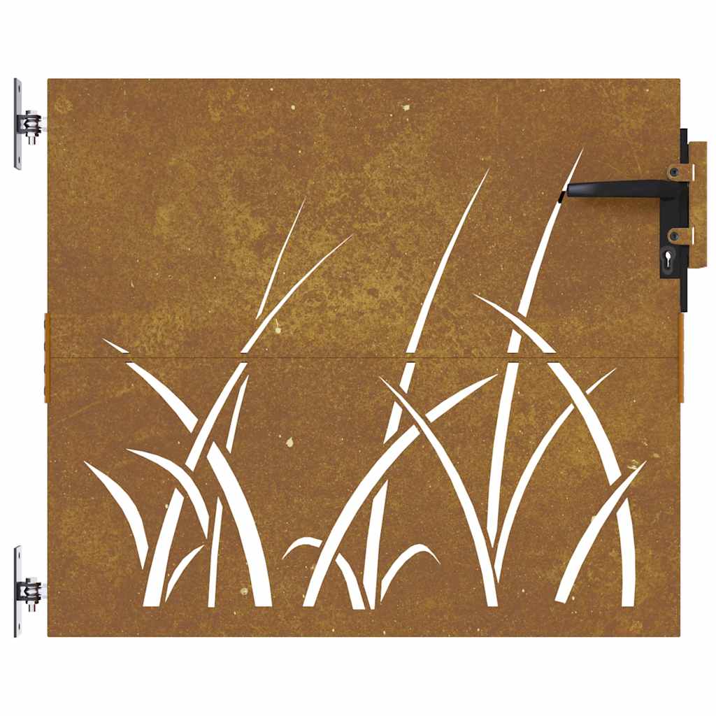 Puutarhaportti 85X100 Cm Corten-Teräs Ruohokuvio