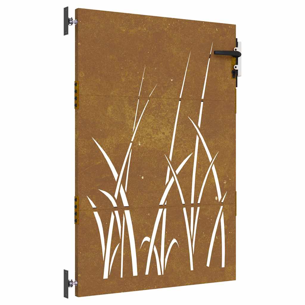 Puutarhaportti 85X125 Cm Corten-Teräs Ruohokuvio