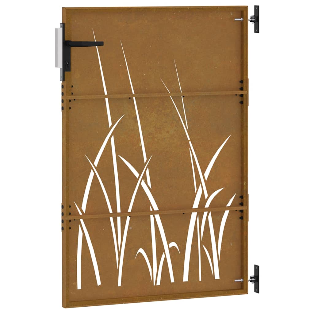 Puutarhaportti 85X125 Cm Corten-Teräs Ruohokuvio