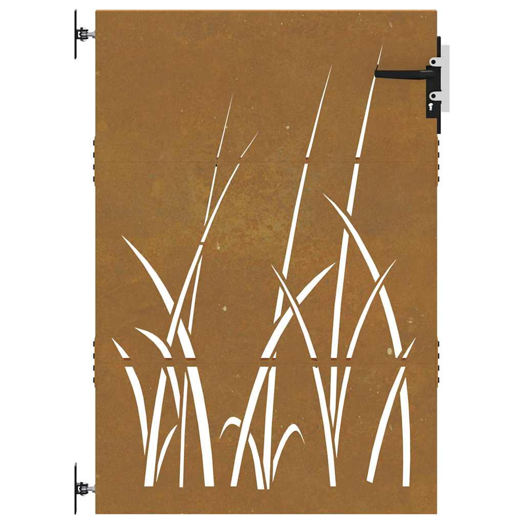 Puutarhaportti 85X150 Cm Corten-Teräs Ruohokuvio