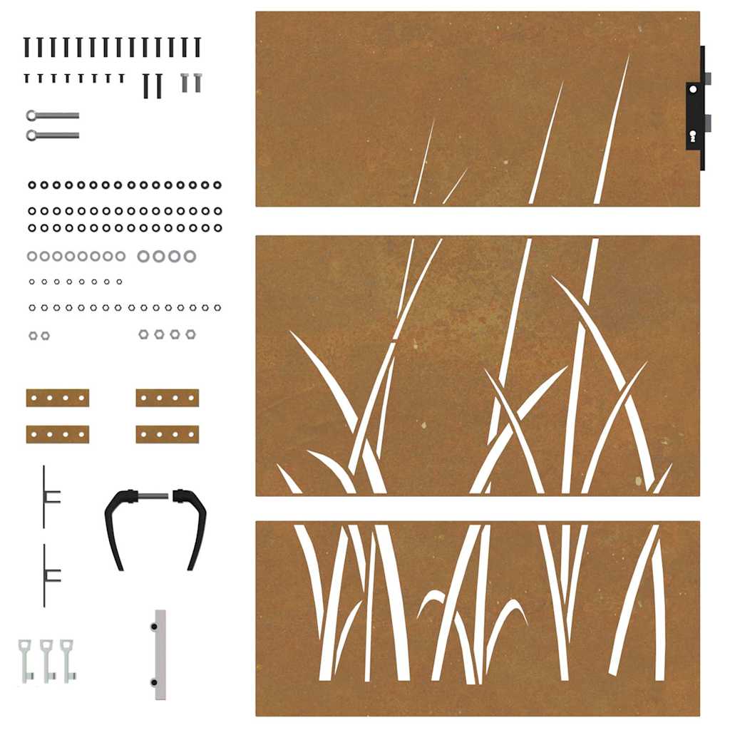 Puutarhaportti 85X150 Cm Corten-Teräs Ruohokuvio