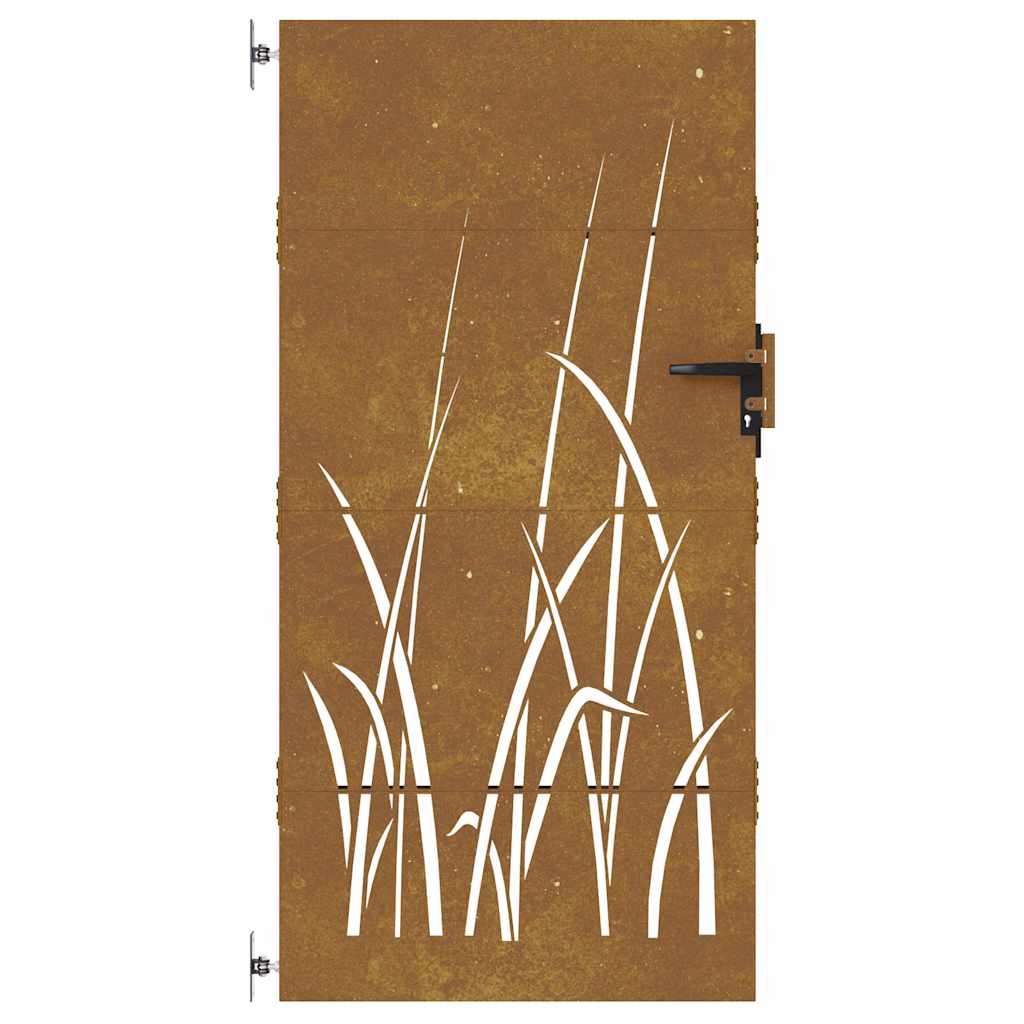 Puutarhaportti 85X175 Cm Corten-Teräs Ruohokuvio