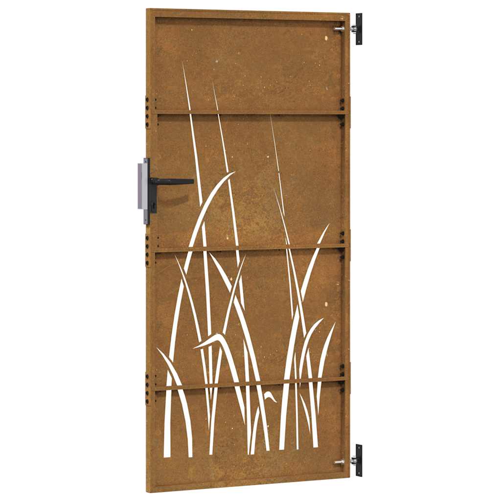 Puutarhaportti 85X175 Cm Corten-Teräs Ruohokuvio