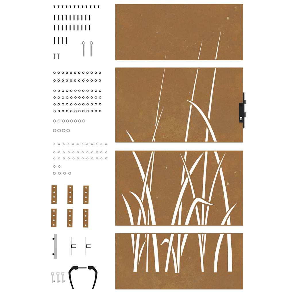 Puutarhaportti 85X175 Cm Corten-Teräs Ruohokuvio