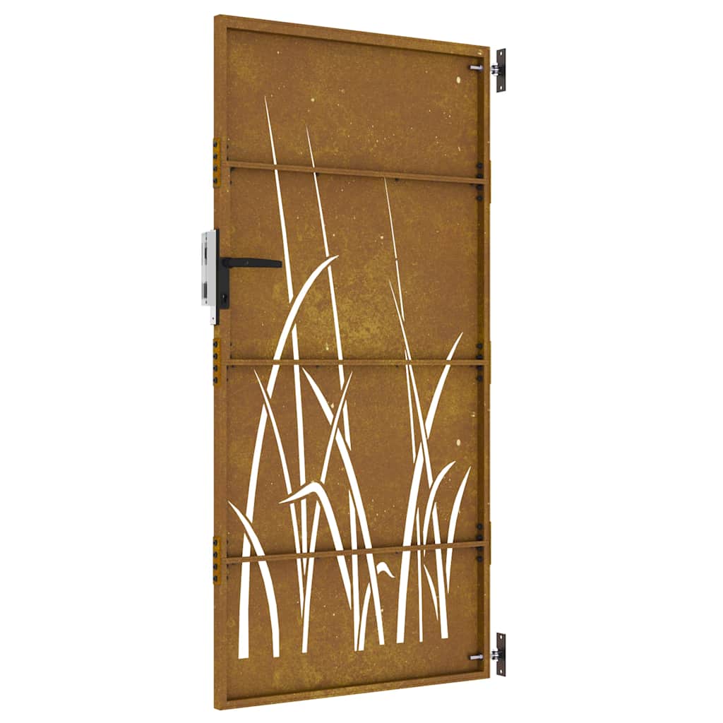 Puutarhaportti 85X200 Cm Corten-Teräs Ruohokuvio