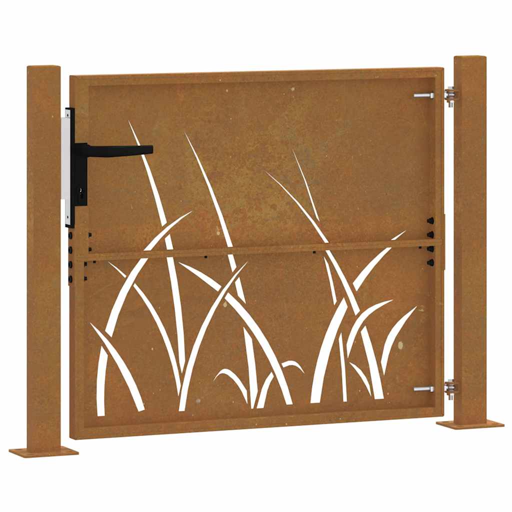 Puutarhaportti 100X100 Cm Corten-Teräs Ruohokuvio