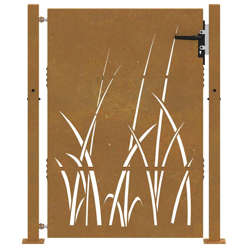 Puutarhaportti 100X125 Cm Corten-Teräs Ruohokuvio
