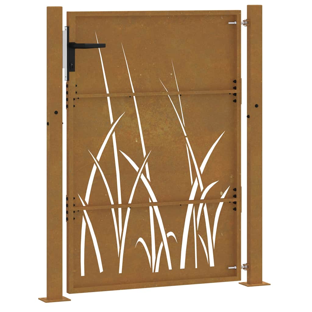 Puutarhaportti 100X125 Cm Corten-Teräs Ruohokuvio