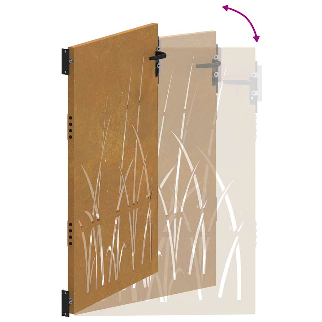 Puutarhaportti 100X125 Cm Corten-Teräs Ruohokuvio