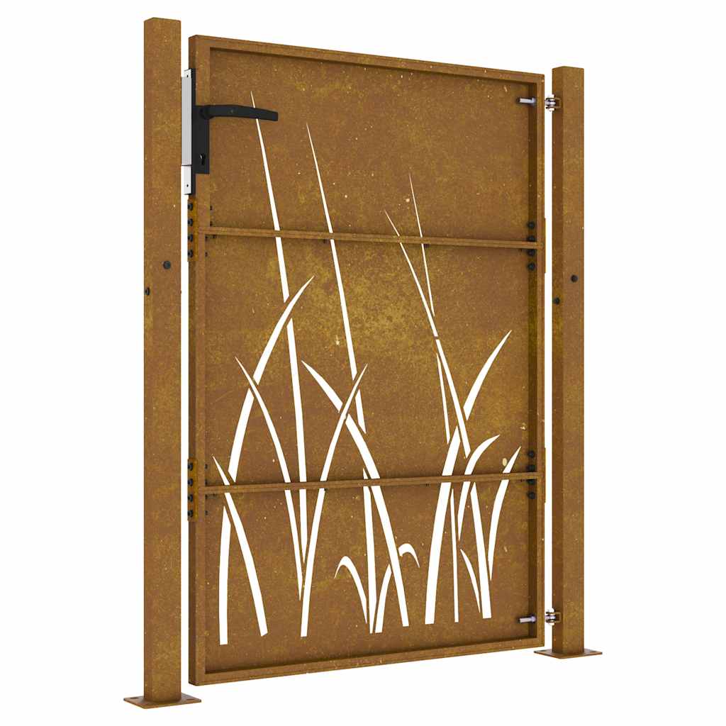 Puutarhaportti 100X150 Cm Corten-Teräs Ruohokuvio