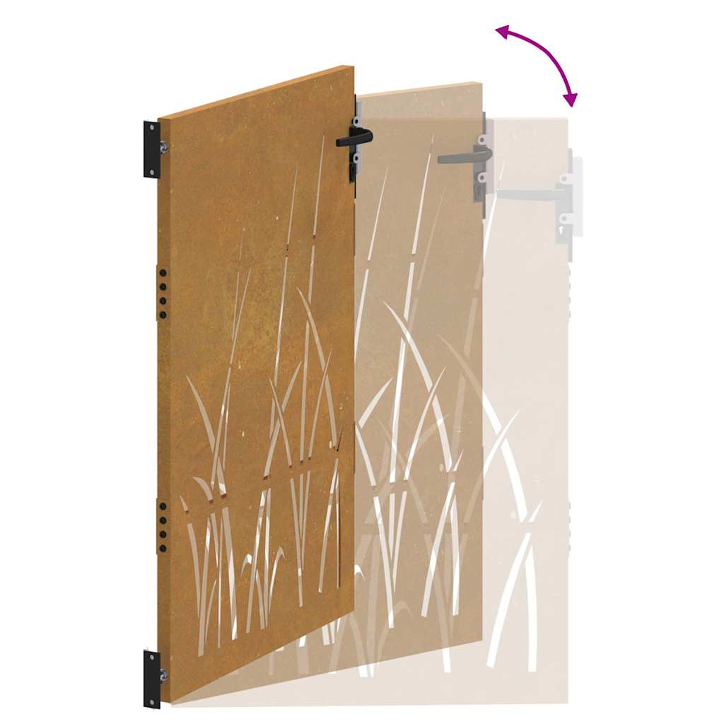 Puutarhaportti 100X150 Cm Corten-Teräs Ruohokuvio