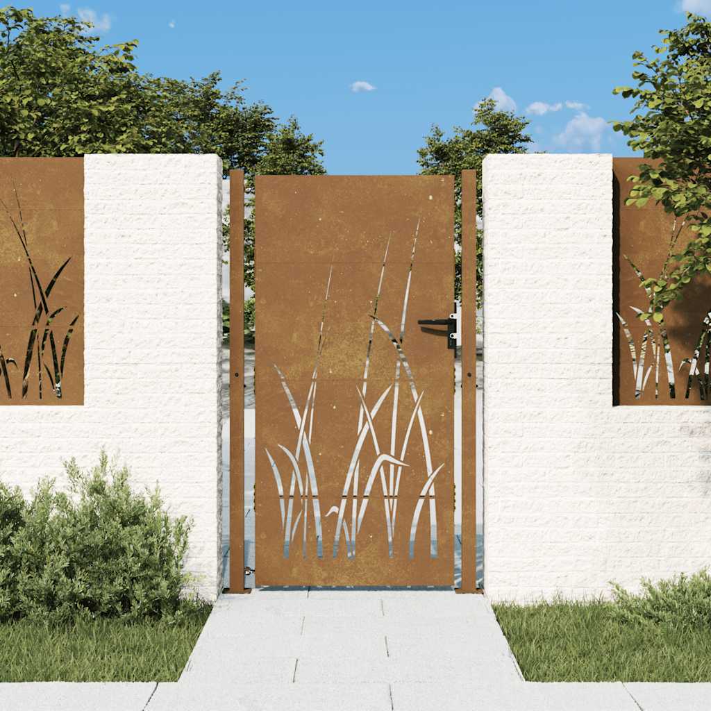 Puutarhan Portti 100X175 Cm Corten-Teräs Ruohokuvio
