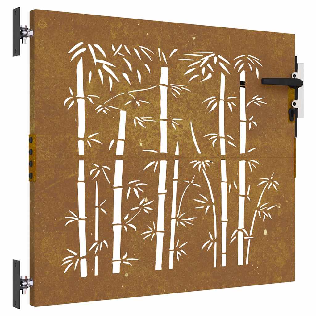Puutarhaportti 85X75 Cm Corten-Teräs Bambukuvio