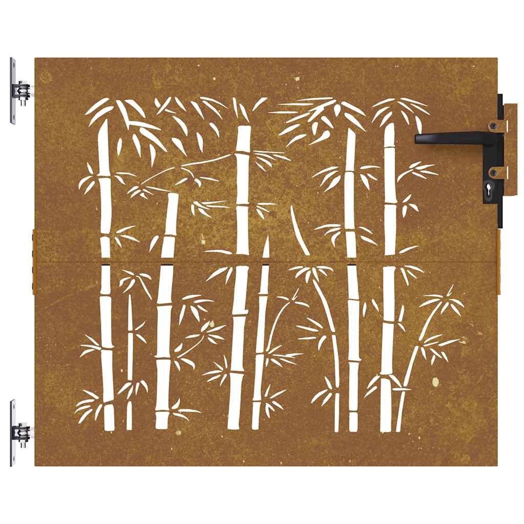 Puutarhaportti 85X75 Cm Corten-Teräs Bambukuvio