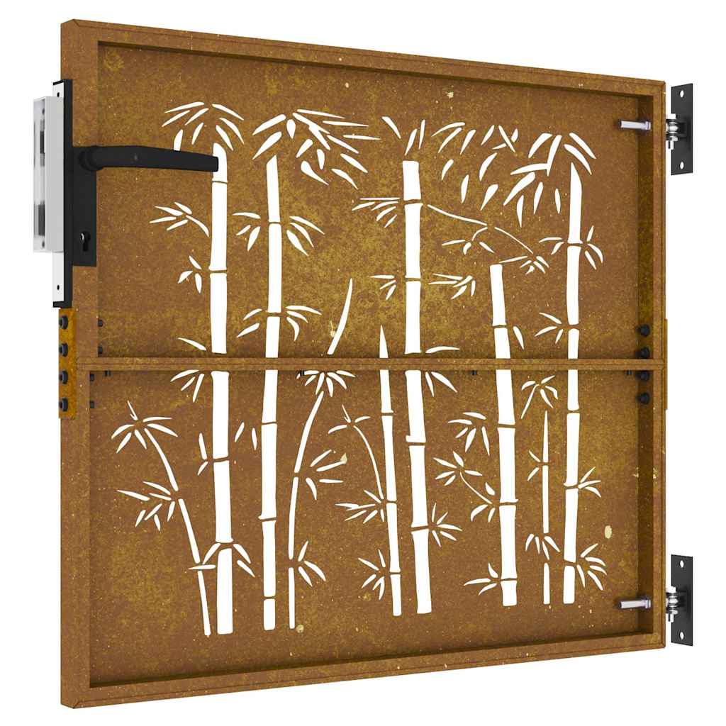 Puutarhaportti 85X75 Cm Corten-Teräs Bambukuvio