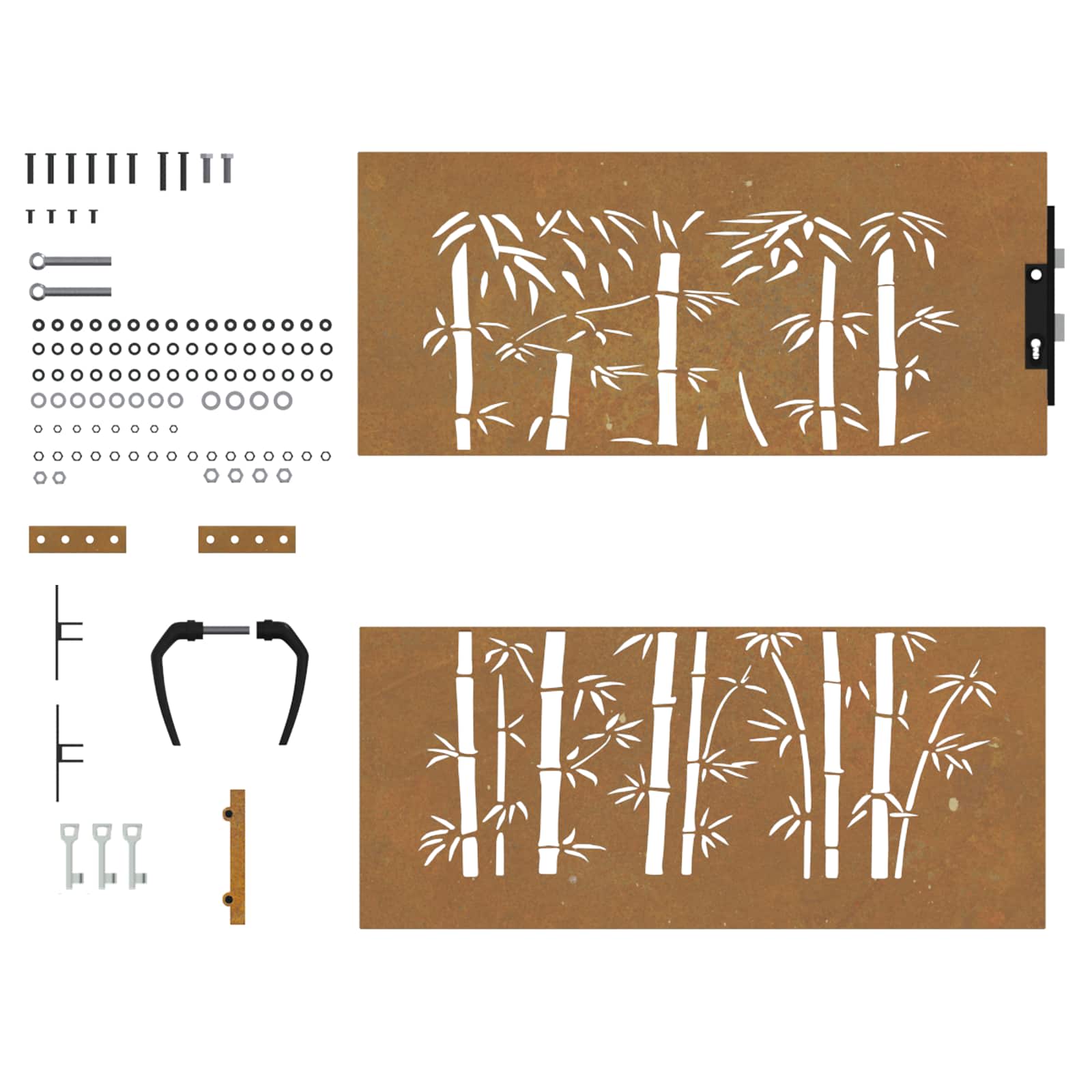 Puutarhaportti 85X100 Cm Corten-Teräs Bambukuvio